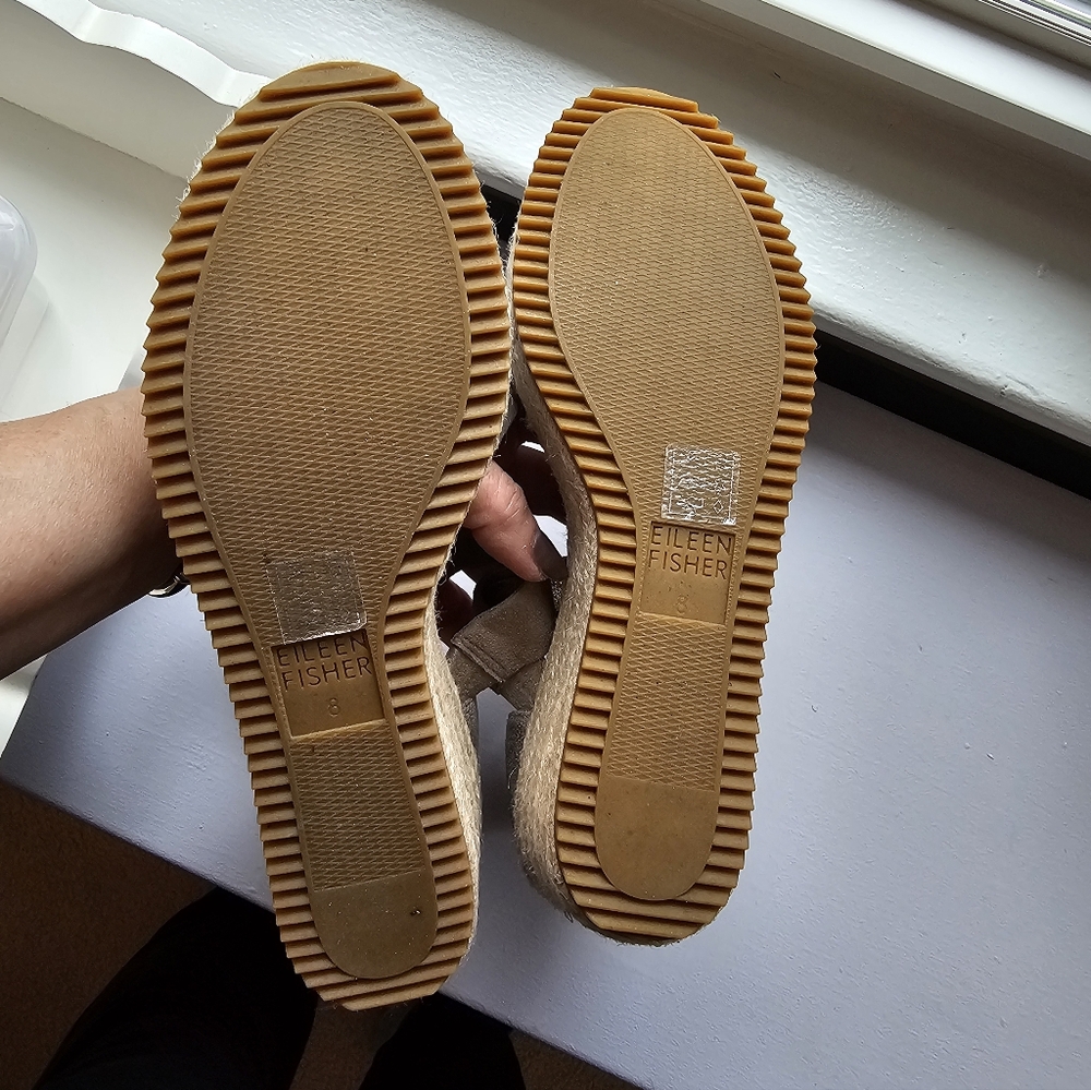 Eileen Fisher Wisp Metalic Espadrille Wedge Sandals - Size 8 - Picture 4 of 8